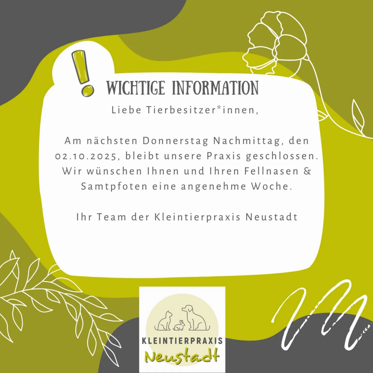 2. Oktober geschlossen